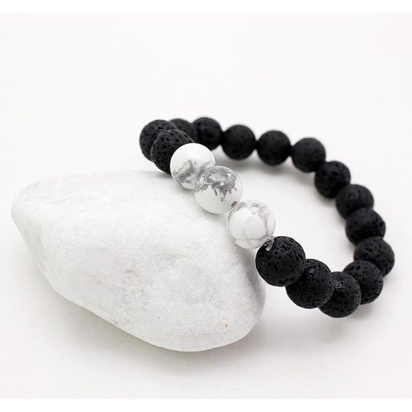 

new fashion 10mm lava stone bracelets energy chakra healing balance black beads bracelet for men prayer stretch tige sqcavl queen66