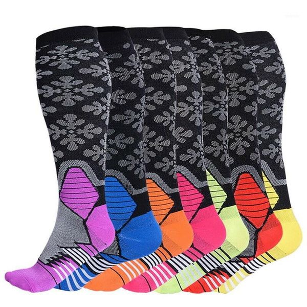 

women men knee high compression socks polyester nylon printed cycling running basketball football sports socks1, Black