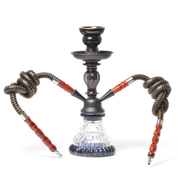 

double hoses glass hookah set nargile travel pipe ceramic flavors bowl metal charcoal tongs chicha narguile accessories