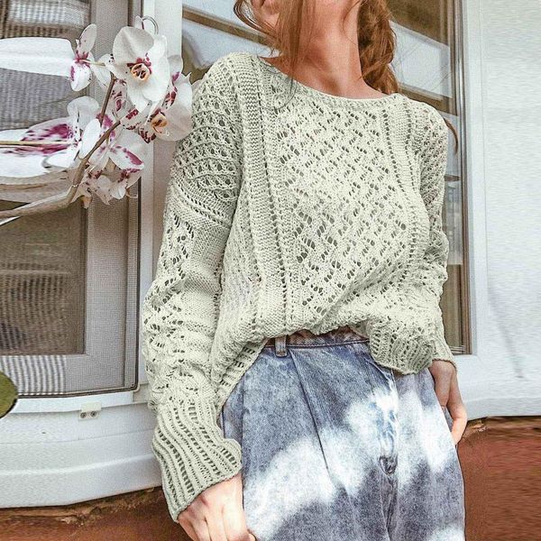 

женская сплошной цвет выдалбливающ out свитера женщины моды o-образным вырезом с длинными рукавами крупногабаритные сыпучие повседневный сви, White;black