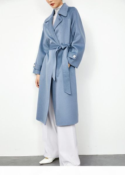 

2020 custom made womens x-long light blue pink double sided cashmere wool coats turtle neck long sleeves dhl ing, Black