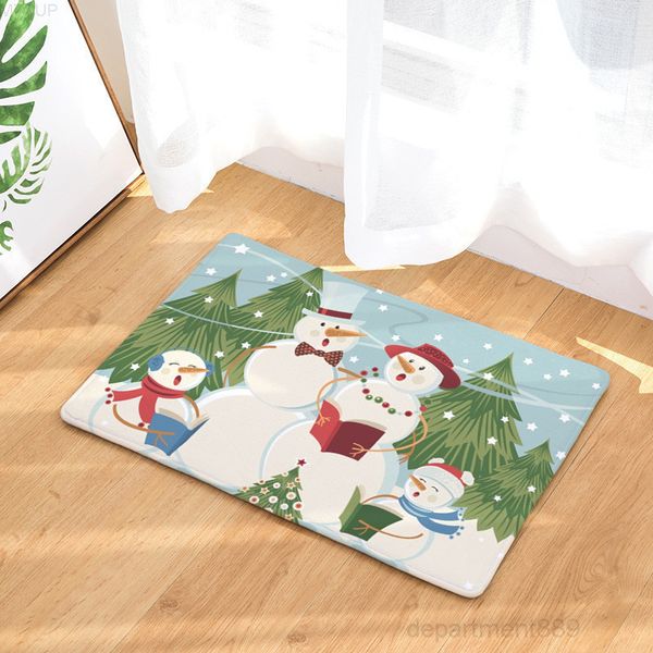 

new design christmas bath printed suede carpet shower bathroom kitchen floor mat 50x80cm toilet rugs home decoration