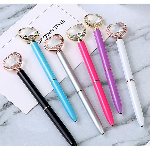 

ballpoint pen big gem metal ball pen with large diamond magical pen fashion school office supplies students gift awards hffed, Blue;orange