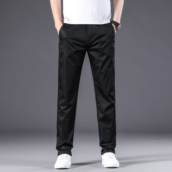 

mhqny tencel лед прямой случайные случайные брюки мужские деловые просто большие брюки мужские свободно носить шелк лето дышащая тонкие брюк, Blue