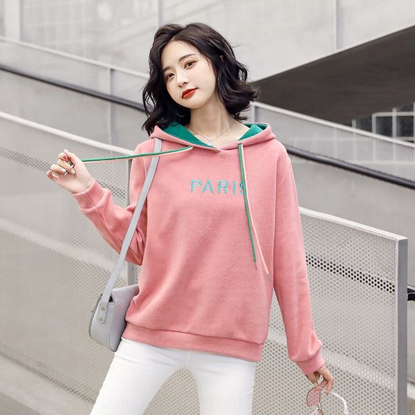 

women's autumn 2020 new spring and autumn loose sweater sweater short fashion hooded casual women trend yj0gs, Black