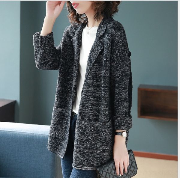 

fihnu fashionable new coat sweater medium and long cardigan women's sweater outerwear temperament autumn women's and spring korean, White;black