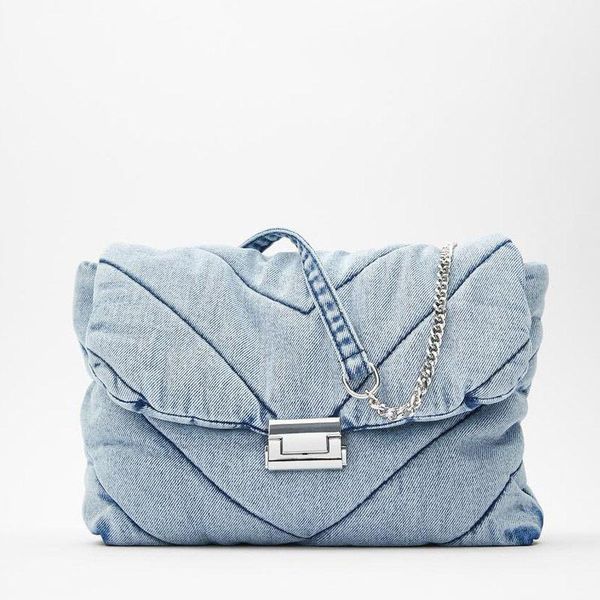 

fashion denim jeans single shoulder crossbody bag for women chain messenger bag 2020 luxury designer new ladies large handbags