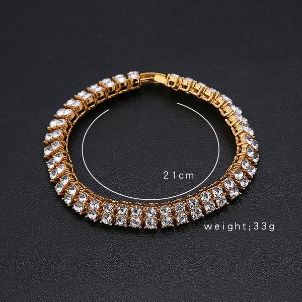 

row men's cool hip-hop full of jewelry double double diamondrow diamond men's cool hip-hop bracelet full of diamond jewelry bracel, Golden;silver
