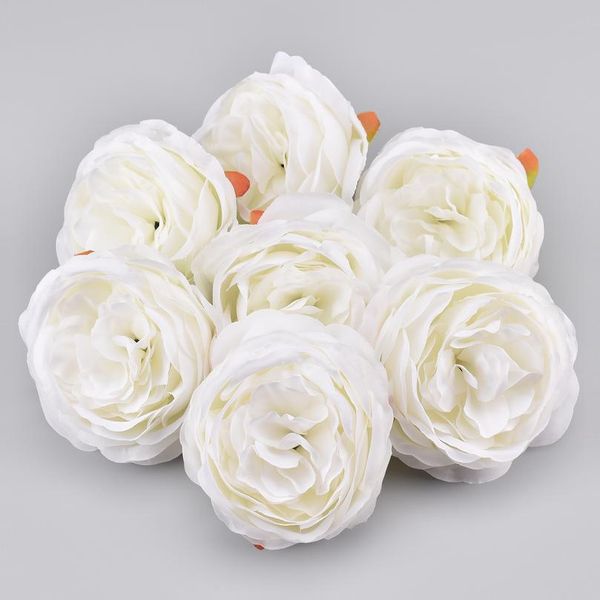 

high-grade artificial peony white rose silk flower heads for wedding decoration diy wreath scrapbooking craft fake jllvxf