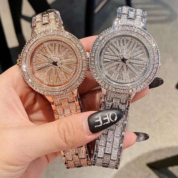 

band steel dacr will turn women's watch with diamond inlay, Slivery;brown