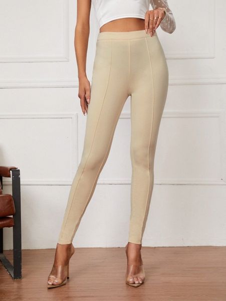 

tall high waist seam detail skinny pants k3uj#, Black;white