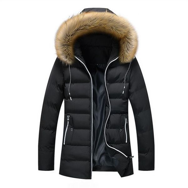 

2021 new mens hooded jackets winter coat thicken warm men jacket lxne, Black