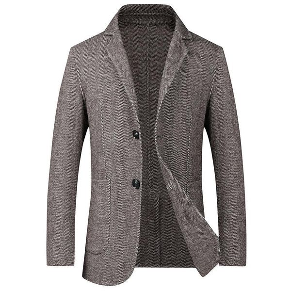 

winter men blazers autumn herringbone woolen formal casual fabric single breasted suit jackets slim fit business work daily life, White;black