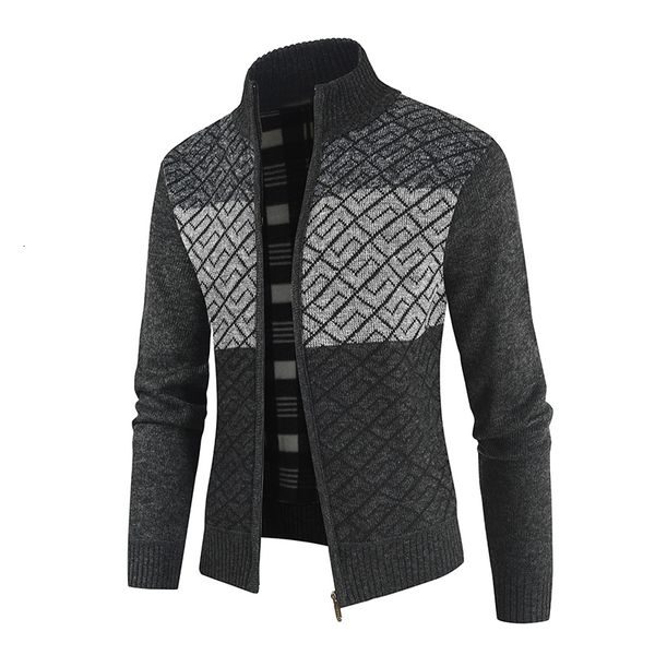 

2020 new thick stand collar cardigan casual zipper color matching men autumn and winter warm fashion men's sweater