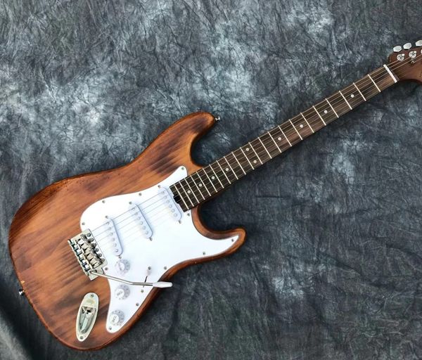 

aged brown st electric guitar body basswood chrome hardware pickup sss