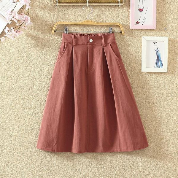 

harajuku юбка womencasual высокая талия юбки женские сплошные цвета девушки линия середина модных юбок, Black