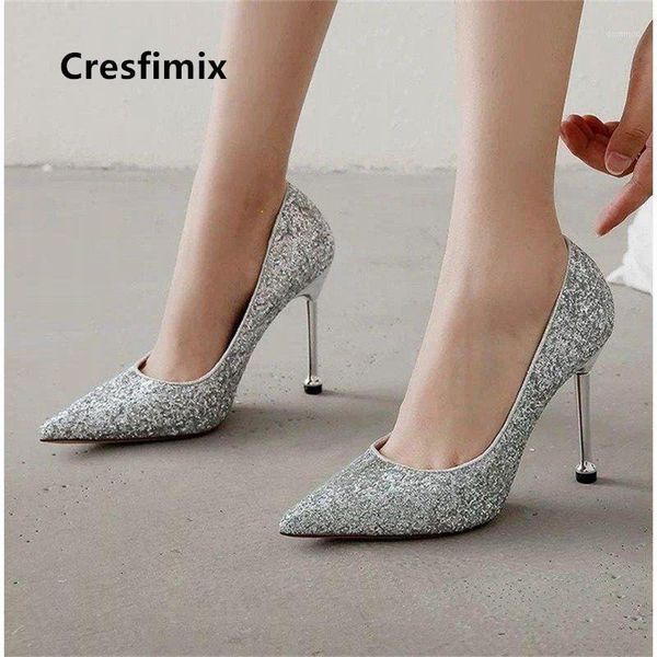 

cresfimix women party night club silver high heel shoes ladies casual golden comfort spring summer wedding stiletto c55261, Black