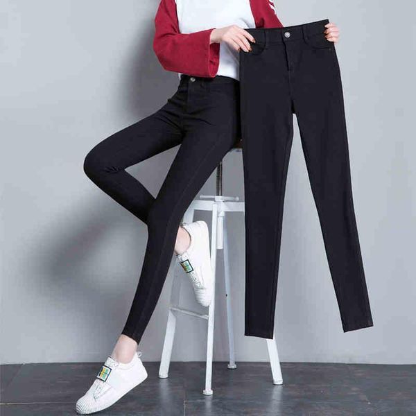 

new arrivals fashion high stretchy women pencil jeans skinny pants high wasit female slim lady pants plus size, Blue