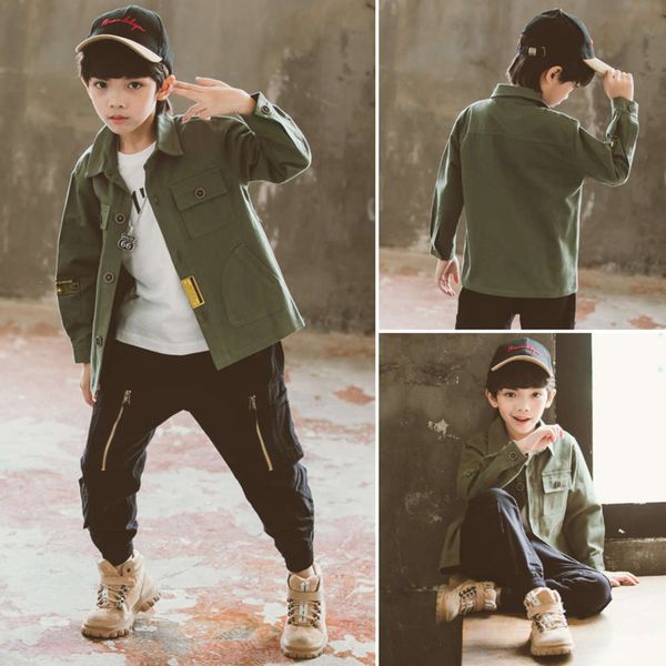 

cotton autumn children's korean boys' coat frock pure color short cardigan, Black