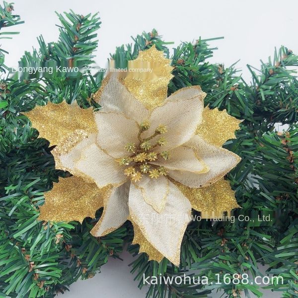 

dkucf garland tree pendant flowers 17cm high-grade three-layer gold powder phnom decorative flowerspendant christmas flower penh christmas f
