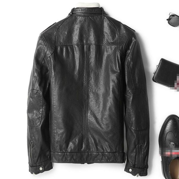 

genuine leather real sheepskin coat for spring autumn jacket men streetwear motorcycle jackets chaqueta hombre my1811, Black