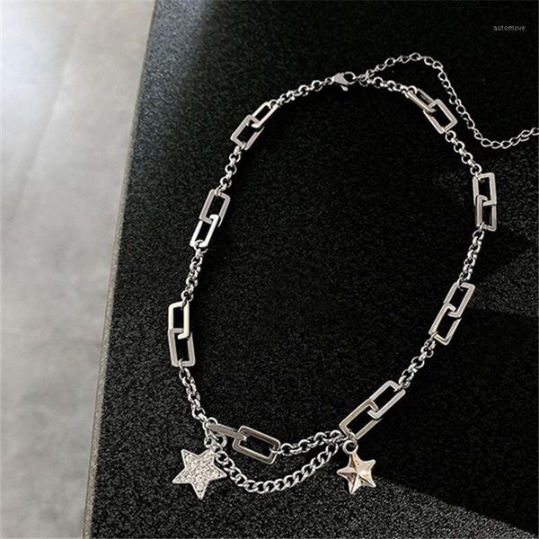

timeonly unique design spark crystal choker necklaces stainless steel mix thin chunky chain necklace for women femme jewelry1, Golden;silver