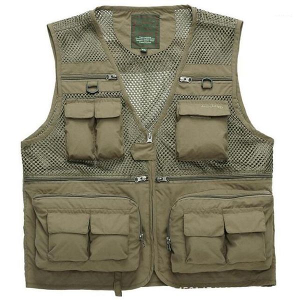 

men fishing vests quick dry breathable multi pocket mesh jackets pgraphy hiking vest1, Black;white