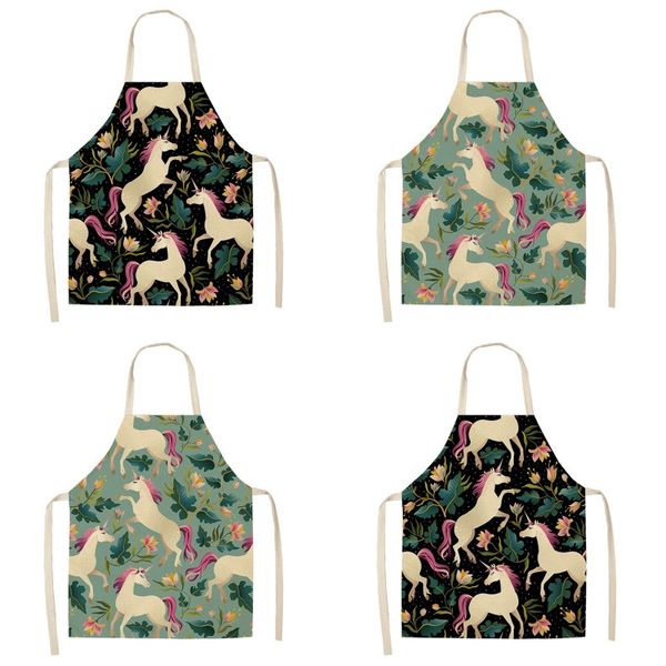 

cotton hemp men women pinafore unicorn pattern female sleeveless fashion oil pollution prevention apron new arrival 8 5my j2