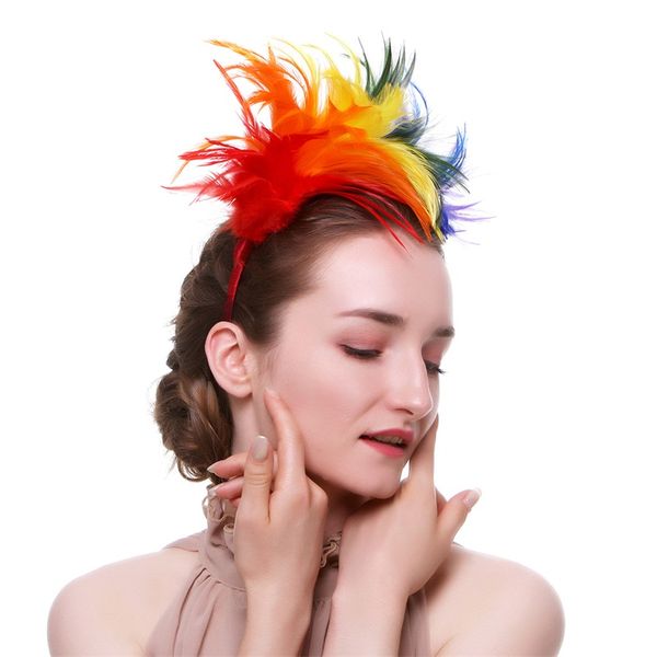 

women feather head band colour brides headwear gift hair hoop opp packing sell well with different pattern 14dx j1