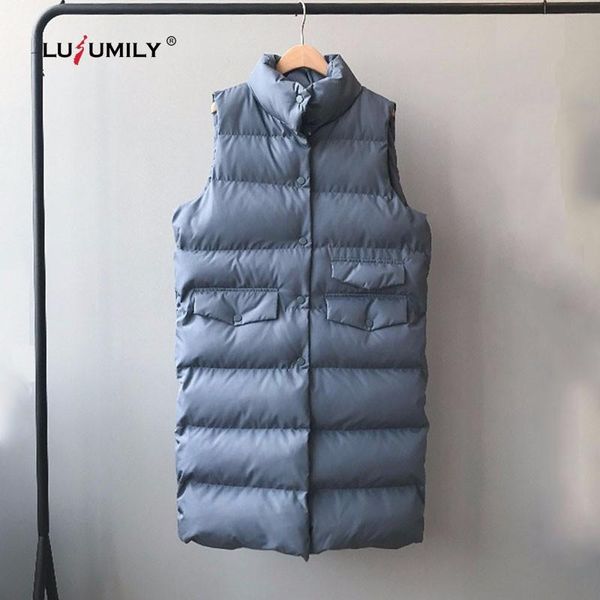 

lusumily women's long vest ultra light down vests female down sleeveless coat long windproof lightweight warm waistcoat women, Black;white
