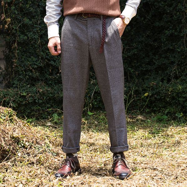 

soarin british style straight nine point men's ruffian and handsome business casual slim 9-point trousers with drooping feeling