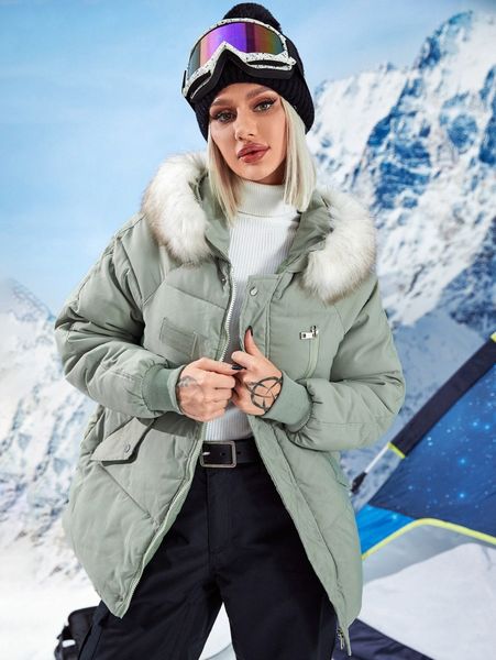 

fuzzy hooded puffer coat o4rh#, Black