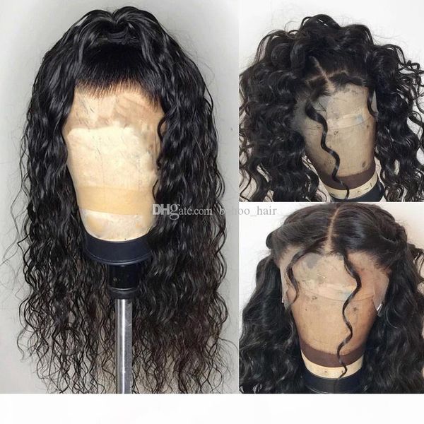 

9a grade brazilian 100% virgin water wave full lace wigs with baby hair glueless lace front human hair lace wigs with bleached knots, Black;brown