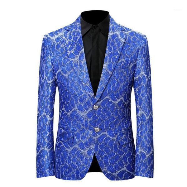 

cloudstyle 2020 new arrival mens blzer single breasted england style blue pattern blazer wedding party blazer1, White;black