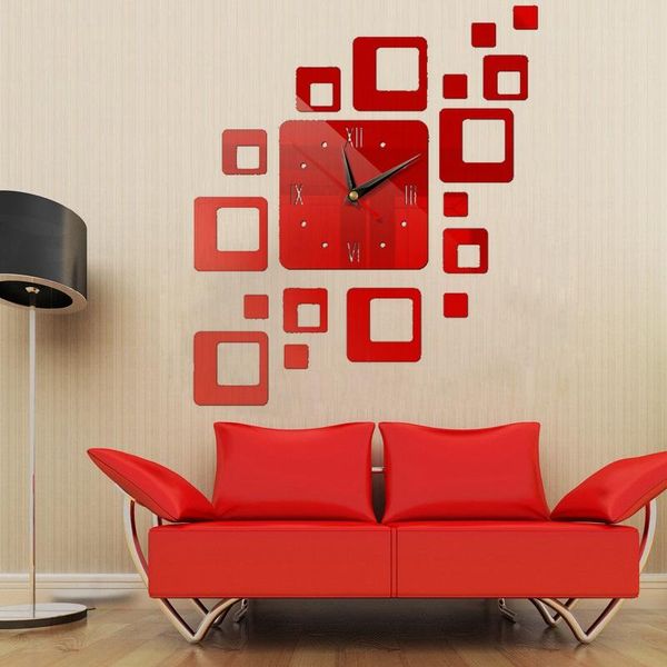 

продвижение новый домашний декор большое римское зеркало мода современные кварцевые часы гостиная diy настенные часы наклейки наклейки часы