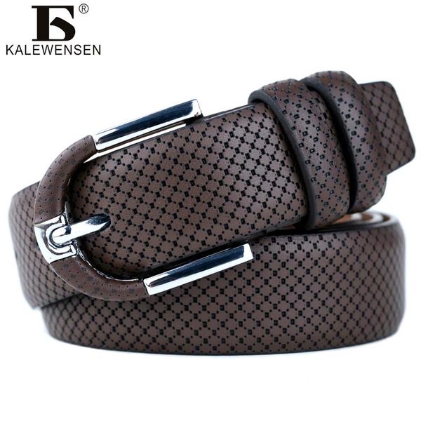 

mens fashion100 genuine leather belts for men metal pin buckle strap male jeans cowboy emboss strap lj014, Black;brown