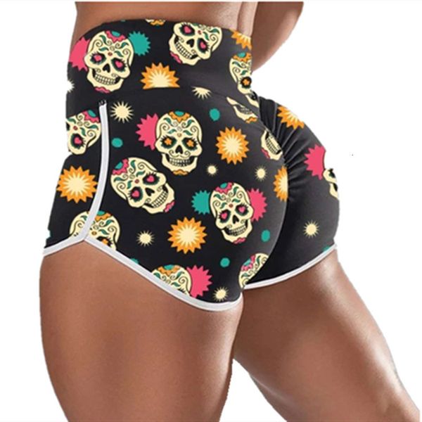 

selling women's leggings 2020 summer stretch printed sports shorts, White;black