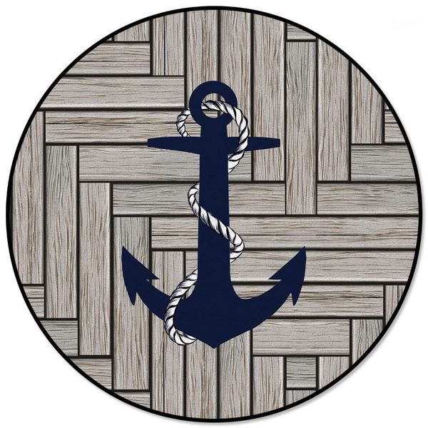

wood texture marine anchor printed round carpets for living room bedroom alfombra floor mats kids room area rugs1