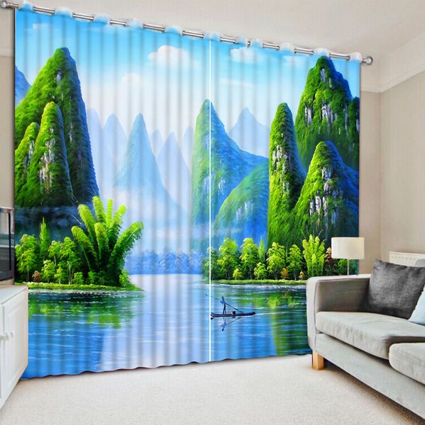 

nature scenery curtains thickness printed curtain for living room wood waterfall bedroom window curtain