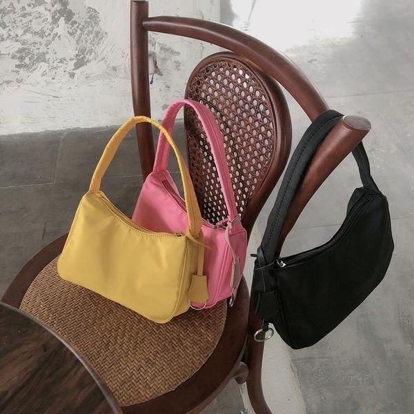 

fashion design ladies baguette bags nylon solid color women armpit shoulder bags female small underarm handbags clutch purse