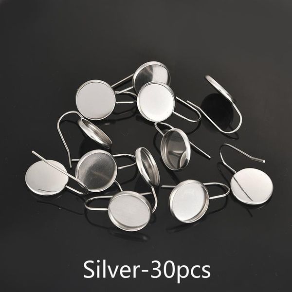 

серьга пустой серебряный цвет 12mm круглый кабошон основа ободок tray камея серьги крючки из нержавеющей стали установка diy заключений ювел, Black