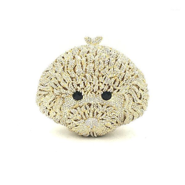 

evening bags bridal wedding party women luxury bag diamonds cute animal poodle dog puppy crystal clutches elegant pursess1