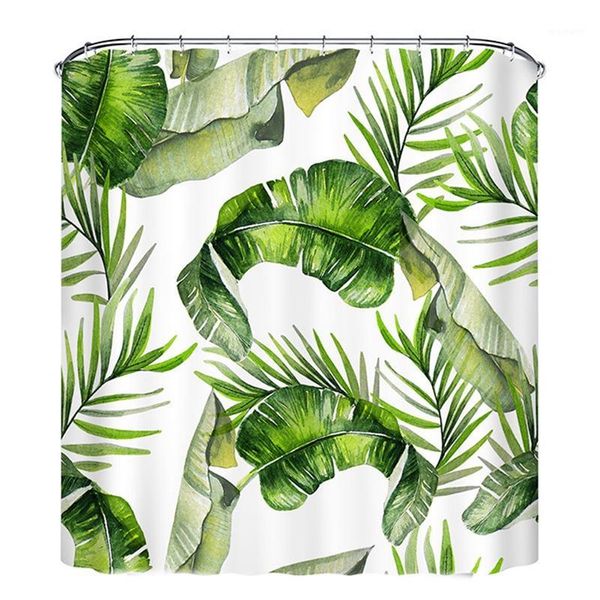 

tropical plants waterproof shower curtain bathroom shower curtain leaves printing curtains for bathroom1