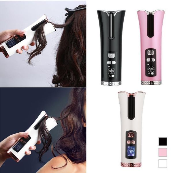 

cordless automatic hair curler iron usb rechargeable air curler for curls waves lcd display ceramic curly rotating styler1