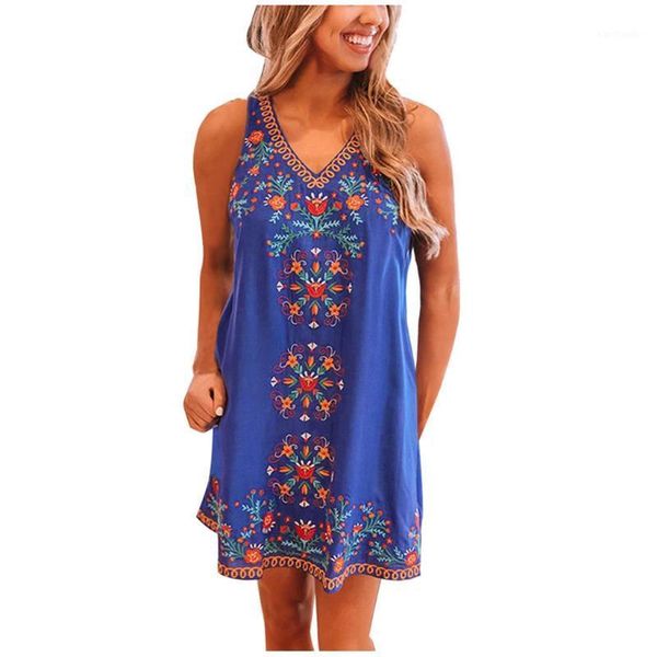 

cover-ups sagace fashion beach dress women casual dresses for sleeveless ethnic print v-neck tank mini party vestidos1