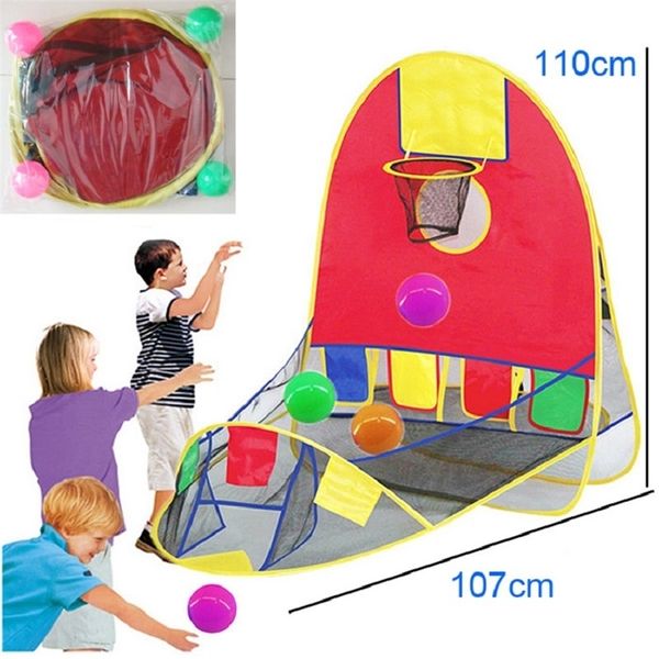 Dobrável Pop Up Tent Play Casa para Crianças Mini Basquete Tiro Tenda Ocean Bola Brinquedos Família Família Jogo Interior Presente Para Bebê LJ200923