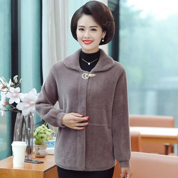 

women 2021 new autumn fashion long sleeve loose coats female short cardigans outwears ladies imitation mink velvet jackets w5751, White