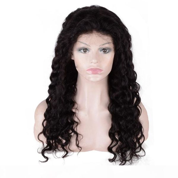 

my queen hair unprocessed brazilian mink virgin human hair natural color deep wave for women hd lace front wig, Black;brown