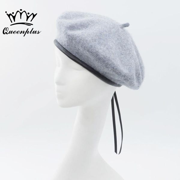 

berets 2021 100% wool vintage warm winter women beret french artist beanie hat cap for sweet girl gift spring and autumn hats, Blue;gray