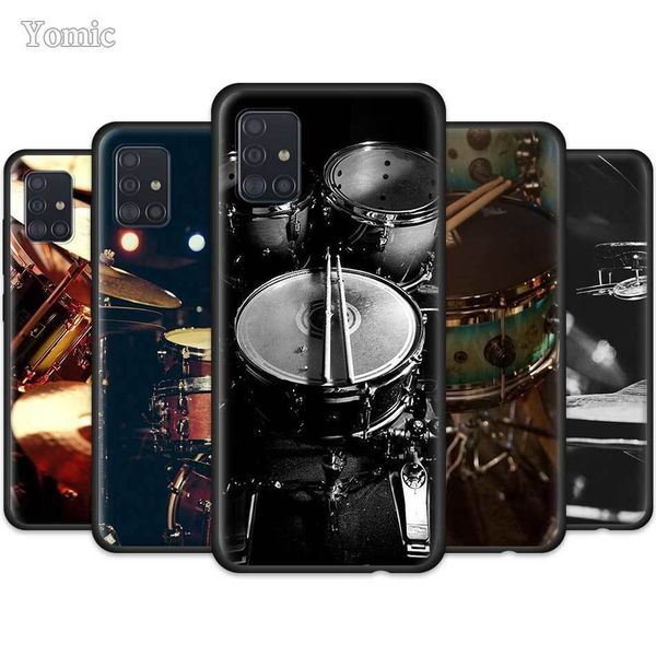 

для samsung galaxy a51 a50 a71 a70 a42 a10 a30 a40 a20e a31 a41 a01 a21s soft phone case музыкальных инструментов drum tpu black обложка